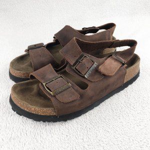 American Eagle Women's Triple Buckle Strappy Sandals Cork/Leather, Size 7